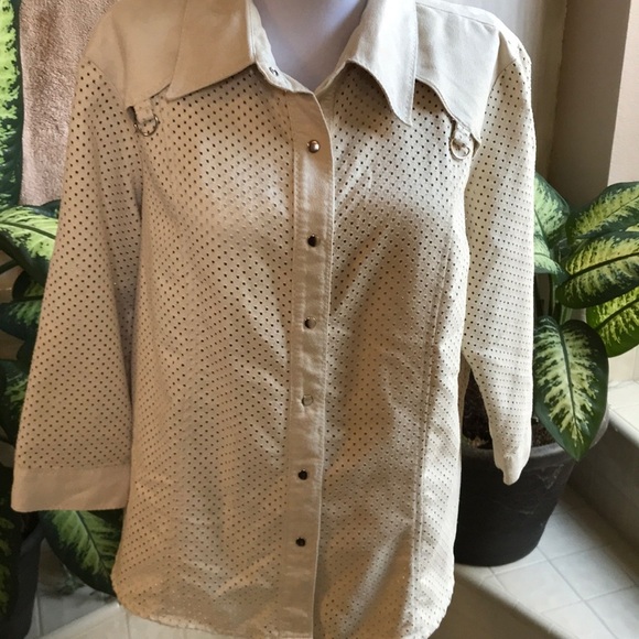 Jordan Blue Label Cream Western Influenced Top - Picture 1 of 7